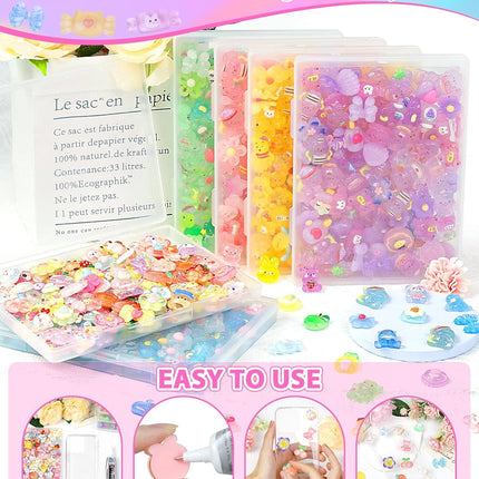 100 Pack Cute Resin Slime Charms Glittery DIY Craft Decoration Supplies