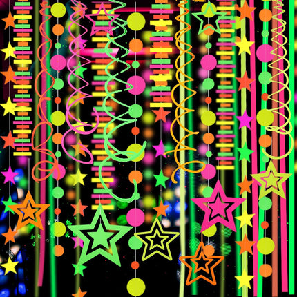 540ft UV Neon Garland – Glow in the Dark Streamers for Birthday & Wedding