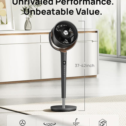 Quiet DC Pedestal Fan 9 Speeds Oscillating Adjustable Timer for Bedroom Home
