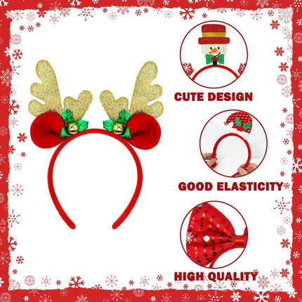 6PCS Christmas Hats & Headbands – Fun Holiday Hair Accessories for Kids & Parties