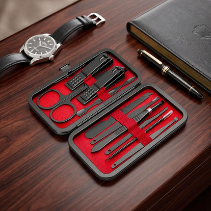 10-Pc Stainless Steel Nail Clipper Set, Professional Manicure Kit with Travel Case