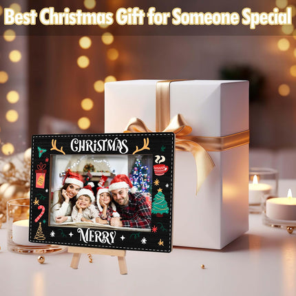 Merry Christmas Wooden 4x6 Photo Frame with Tree Design for Holiday Decor