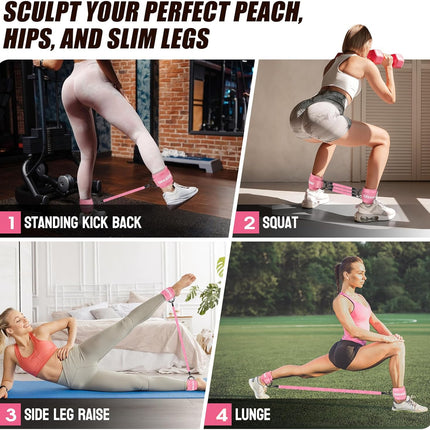 Ankle Resistance Bands with Cuffs for Legs & Glutes Kickbacks Booty Home Workout