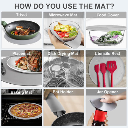 Microwave Plate Cover & Silicone Mat 10" – Food Splatter Guard & Colander