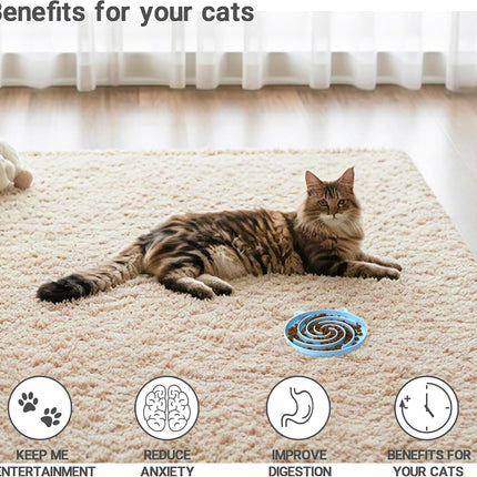 Slow Feeder Cat Bowl – Silicone, Easy to Clean, Dry & Wet Food, Green/Blue