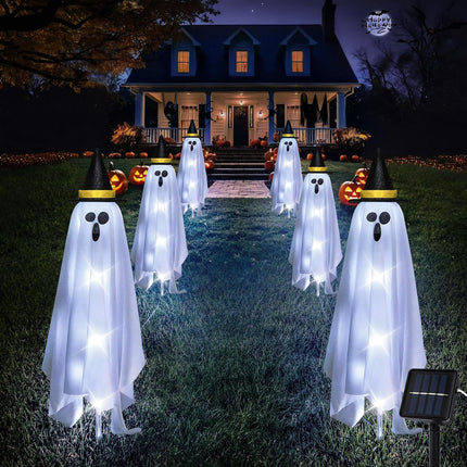 6-Pack Solar Ghost Lights, Floating Scary Halloween Yard & Pathway Decorations