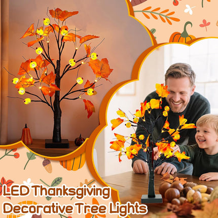 LED Pumpkin Maple Tree 22" Lighted Fall Thanksgiving Halloween Indoor Decoration