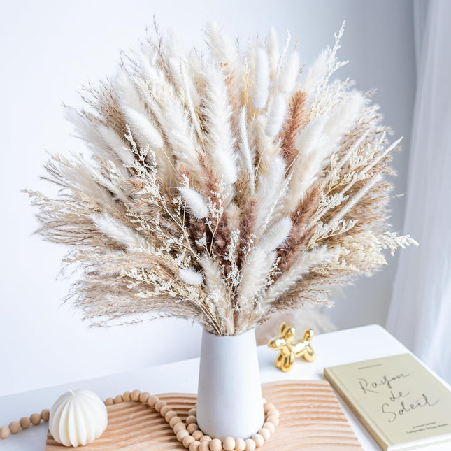 96PCS Dried Pampas Grass – Boho Wedding Bouquet & Home Decor Floral Arrangements