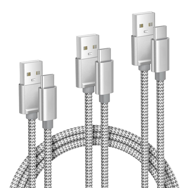 3 Pack USB A to USB C Charging Cable 1.5 3.3 6.6FT for iPhone Samsung