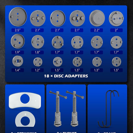 24PCS Brake Caliper Compression Tool Set, 1045 Steel with Adapters & Hangers