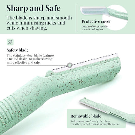 Dermaplane Razor for Women – Facial Hair & Eyebrow Trimmer, 6 Disposable Blades