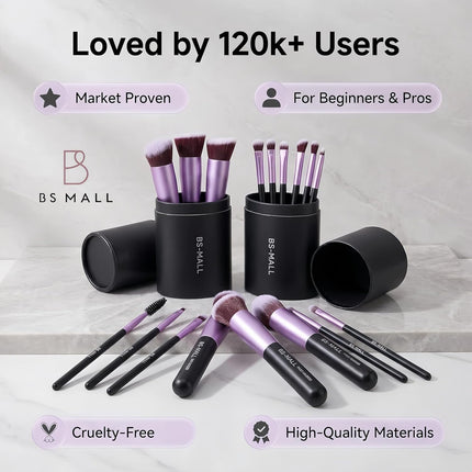 14 Pcs Makeup Brush Set Purple Synthetic Foundation Eye Shadow Brushes