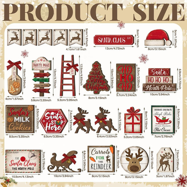 Christmas Tiered Tray Decor Set – 23PCS Snowman, Farmhouse Christmas Signs & Winter Centerpieces