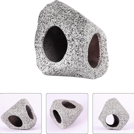 3 Piece Ceramic Aquarium Rock Cave Set Stackable Betta Fish Shrimp Hideout Decor