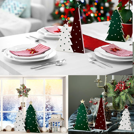 3PCS Christmas Tree Tabletop Signs – Wooden Miniature Xmas Home Decor
