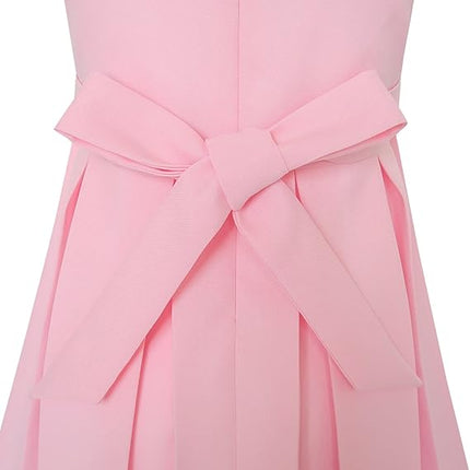 Kids Girls Contrast Bow Tie Dress Color Block Everyday Party Dress Size 4-14