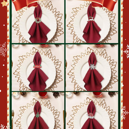 12-Piece Silver Napkin Rings Set, Perfect for Christmas and Holiday Meals