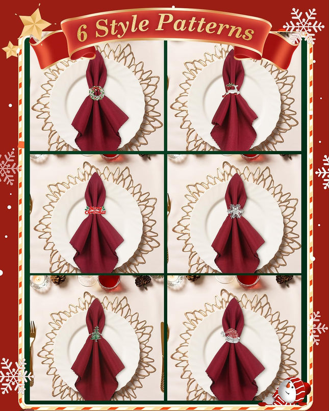 12-Piece Silver Napkin Rings Set, Perfect for Christmas and Holiday Meals