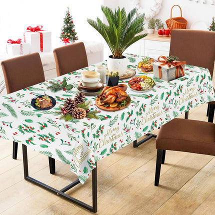 3PCS Merry Christmas Tablecloths – 54x108" Disposable Holiday Table Covers