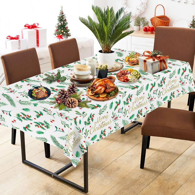 3PCS Merry Christmas Tablecloths – 54x108" Disposable Holiday Table Covers