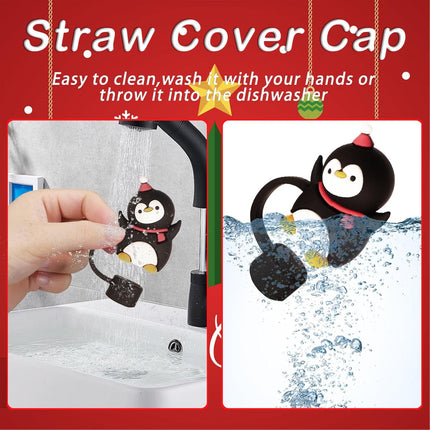 6PCS Christmas Straw Covers for Stanley 30/40oz Tumblers – Silicone 10mm Toppers