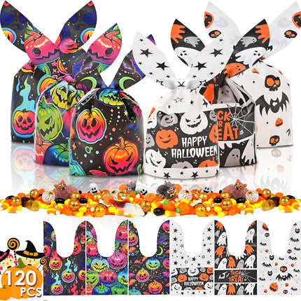 120PCS Halloween Candy Treat Bags, 6 Patterns, Trick-or-Treat Party Gift Bags for Kids