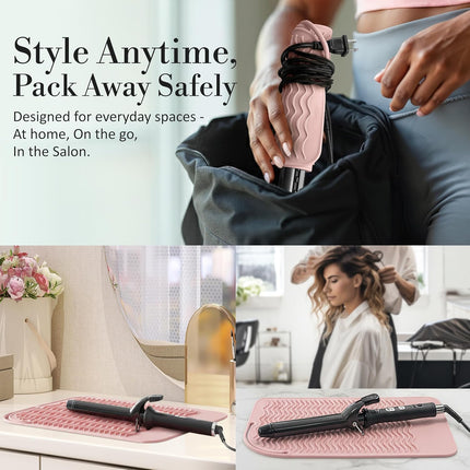 Hair Tool Heat Mat, Non Slip Silicone Holder for Curling Iron & Straightener
