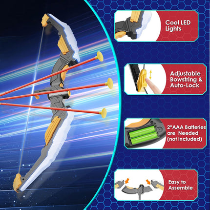 Light Up Archery Set for Kids – Bow, 10 Arrows & 2 Targets, Indoor/Outdoor