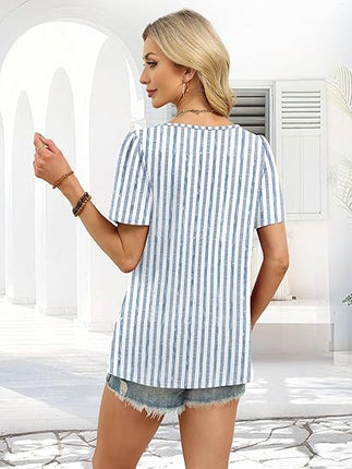Womens Square Neck Short Sleeve Tops Summer Spring Outfits Fashion Blouses