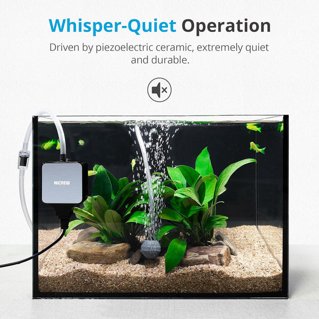 Aquarium Aerator Pump – Nano Silent, 0.3 L/min, Accessories Included