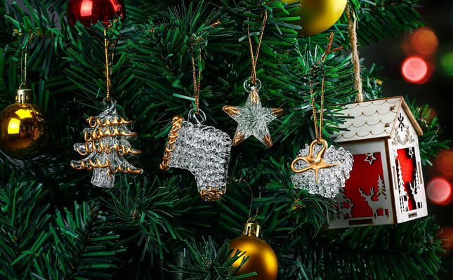 Glass Christmas Tree Ornaments 2 Inch Set of 4 Mini Blown Glass Decor