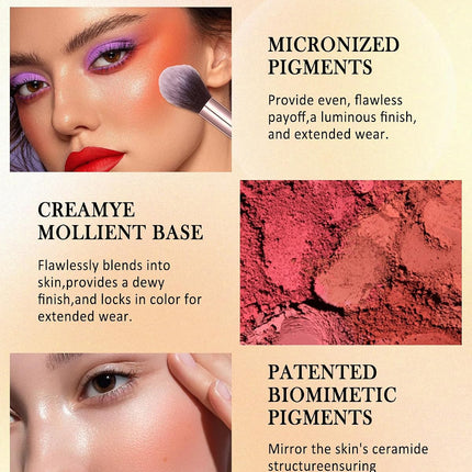 6-Color Blush Palette, High-Pigment Matte Powder Blush & Contour with Brush