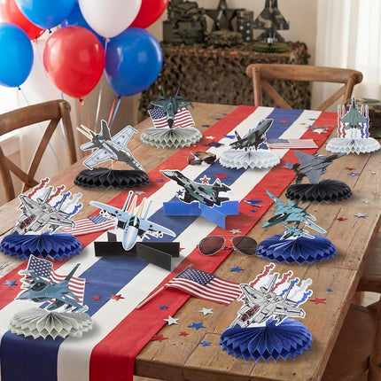 12 Pcs Patriotic Air Force Honeycomb Centerpieces 4th of July Party Decor