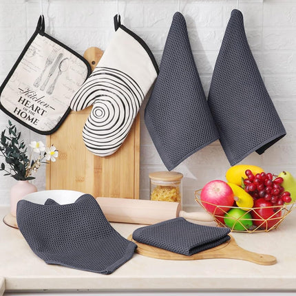 6-Pack Cotton Waffle Weave Dish Cloths – Ultra Soft, Absorbent, Quick Dry