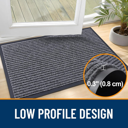 Front Door Mat 29.5x17 – Indoor/Outdoor, Waterproof, Heavy Duty, Grey