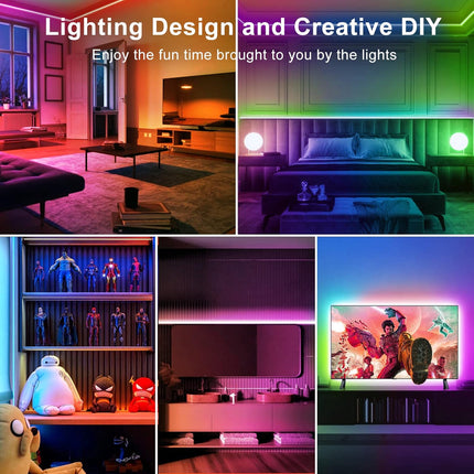 LED Strip Lights 100ft – RGB, Bluetooth Music Sync, Remote & App Controlled