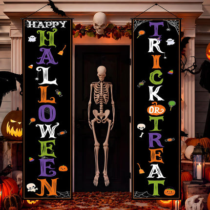 Halloween Trick or Treat Porch Banner, Hanging Door & Wall Party Decor Indoor Outdoor