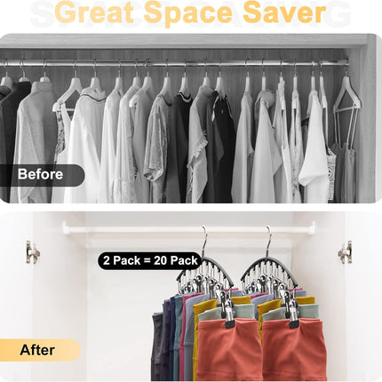 2-Pack Legging Organizer – Metal Hangers with 10 Clips, Holds 20 Pants