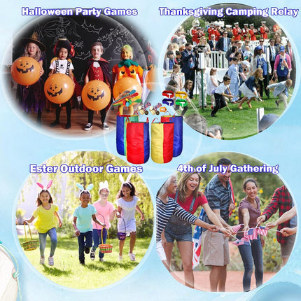 Outdoor Party Games Set with Sack Race, Egg Relay & 3 Legged Bands