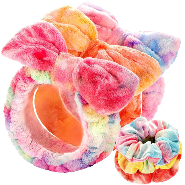 6PCS Spa Headband Set Makeup Face Wash Bands Scrunchies Bow Hair Accessories