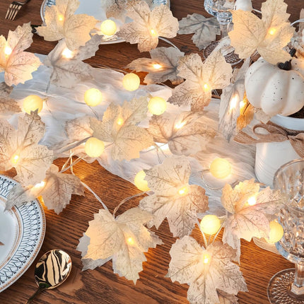 Autumn 3-Pack 60LED Pumpkin & Maple Leaf Garland Lights – Thanksgiving Home Decor