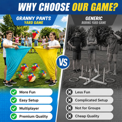 Granny Pants Yard Game 2PCS with 8 Bouncy Balls & Air Pump Family Party Fun