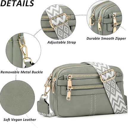 6-Pocket Crossbody Bag for Women, Vegan Leather Shoulder Purse, Travel Handbag