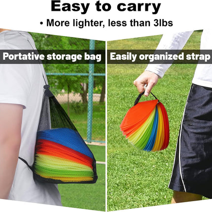 60Pc Soccer Disc Cones with Carry Bag, Agility Training Markers for Sports