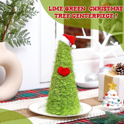 Mini Lime Green Christmas Tree – Tabletop Yarn Ornament for Holiday Decor