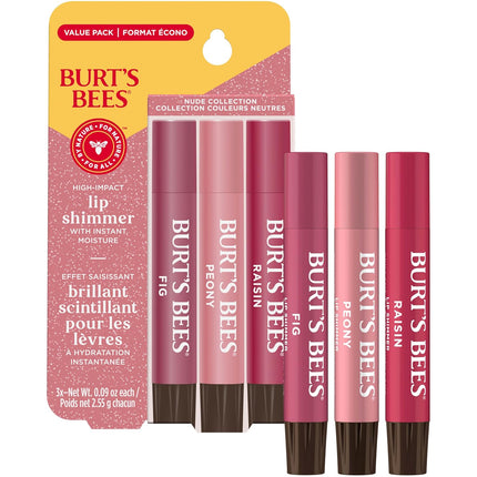 3-Pack Tinted Lip Balm – Nude Shimmer, Moisturizing, Pigmented Finish