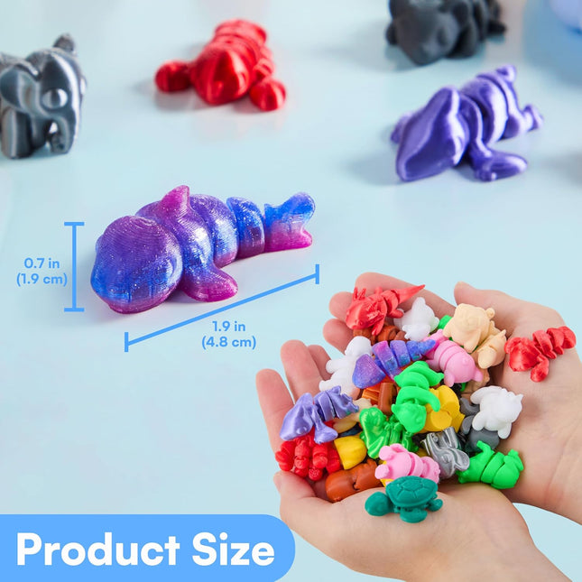 36 Pcs 3D Printed Mini Animals Set – Flexible Articulated Figurines for Party Favors