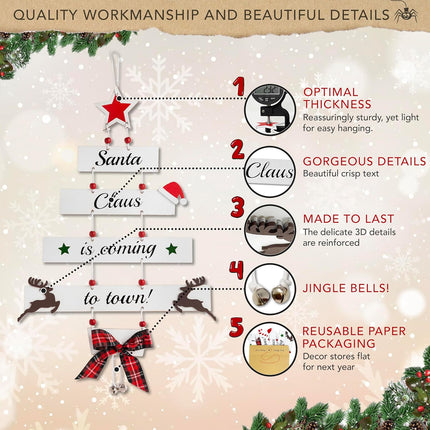 Farmhouse Wooden Christmas Sign – Premium Large Hanging Decor for Home