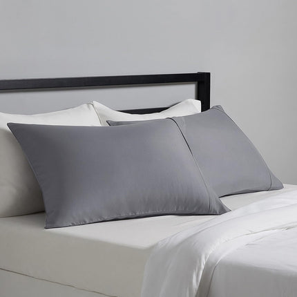 2-Pack Standard Pillowcases 20x30, Soft Lightweight Microfiber, Easy Care, Dark Gray