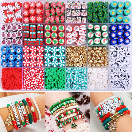 1480 PCS Christmas Polymer Clay Beads Charms Jewelry Making DIY Kit